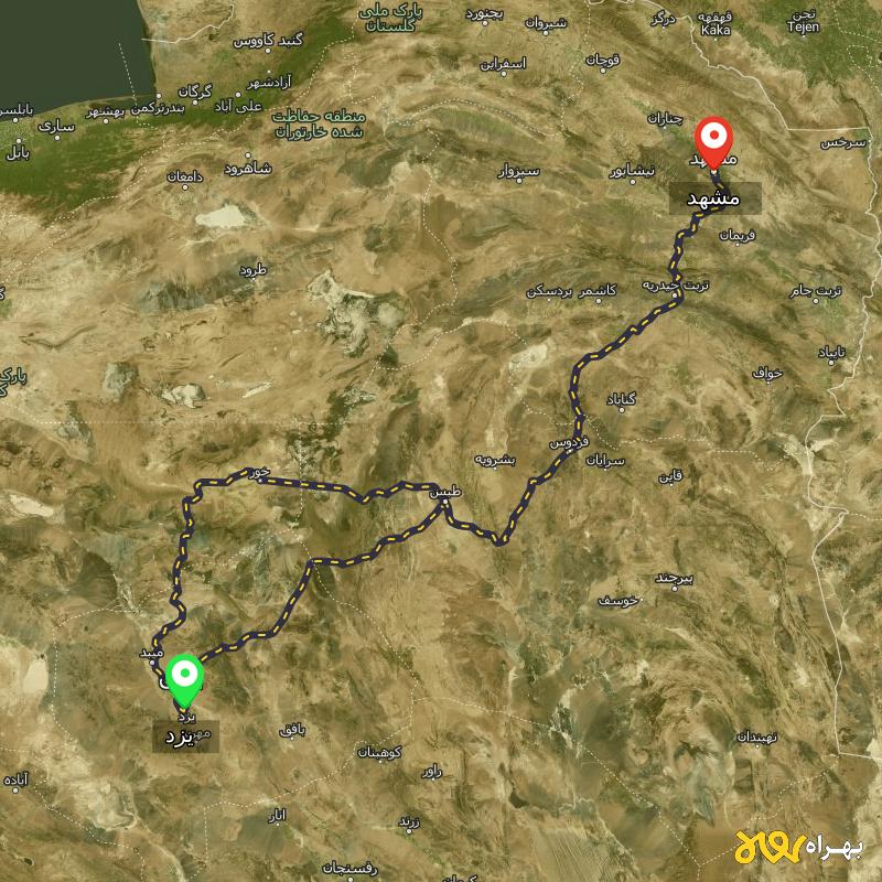 مسافت و فاصله مشهد تا یزد از ۲ مسیر - اردیبهشت ۱۴۰۳