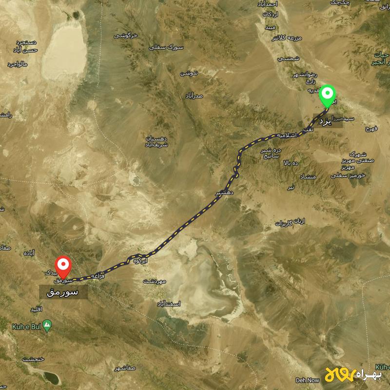 مسافت و فاصله سورمق - فارس تا یزد - مرداد ۱۴۰۳