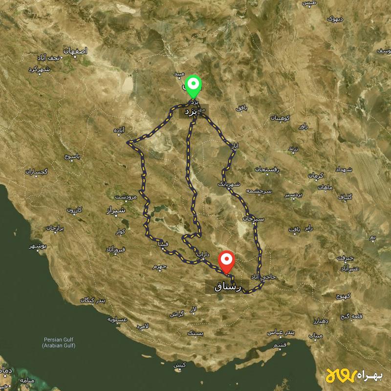 مسافت و فاصله رستاق - فارس تا یزد از ۳ مسیر - مرداد ۱۴۰۳