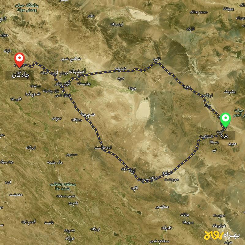 مسافت و فاصله چادگان - اصفهان تا یزد از ۲ مسیر - دی ۱۴۰۳