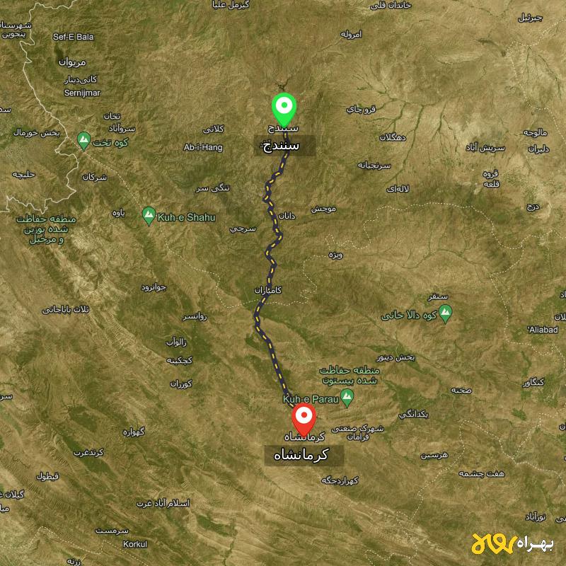 مسافت و فاصله کرمانشاه تا سنندج - مرداد ۱۴۰۳