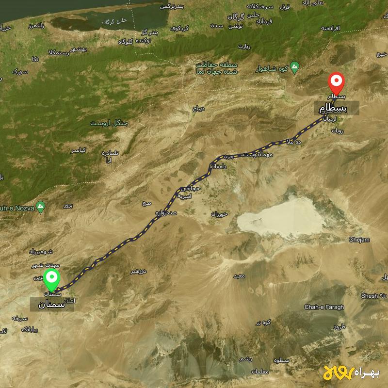 مسافت و فاصله بسطام - سمنان تا سمنان - مهر ۱۴۰۳