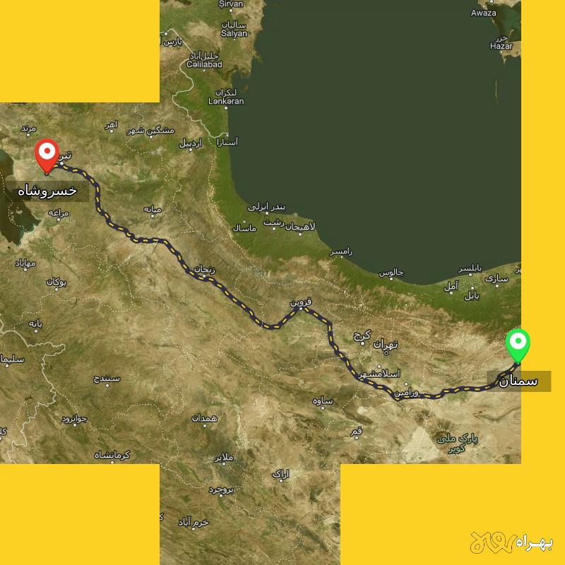 مسافت و فاصله خسروشاه - آذربایجان شرقی تا سمنان - دی ۱۴۰۳