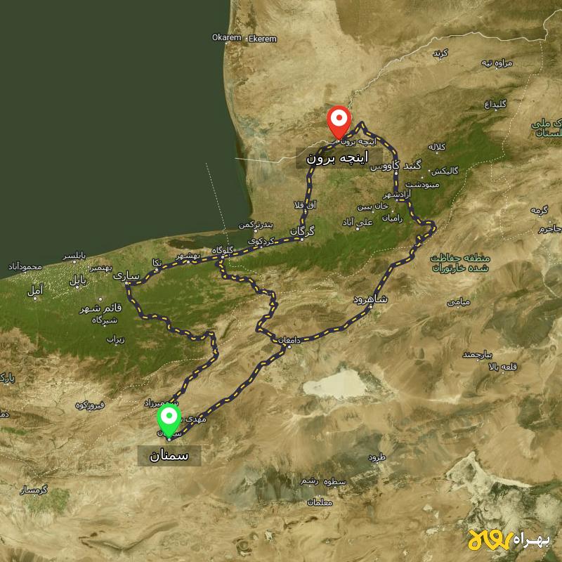 مسافت و فاصله اینچه برون - گلستان تا سمنان از ۳ مسیر - مرداد ۱۴۰۳