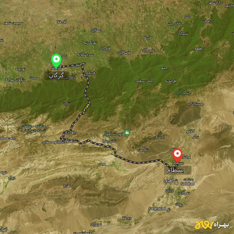 مسافت و فاصله بسطام - سمنان تا گرگان - آذر ۱۴۰۳