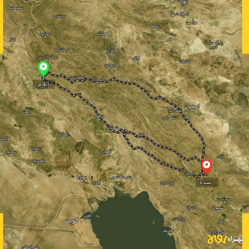مسافت و فاصله سده - فارس تا ایلام از ۳ مسیر - مرداد ۱۴۰۳