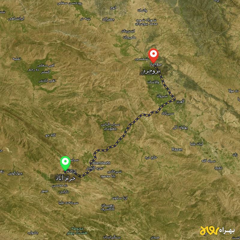 مسافت و فاصله بروجرد تا خرم آباد - مرداد ۱۴۰۳