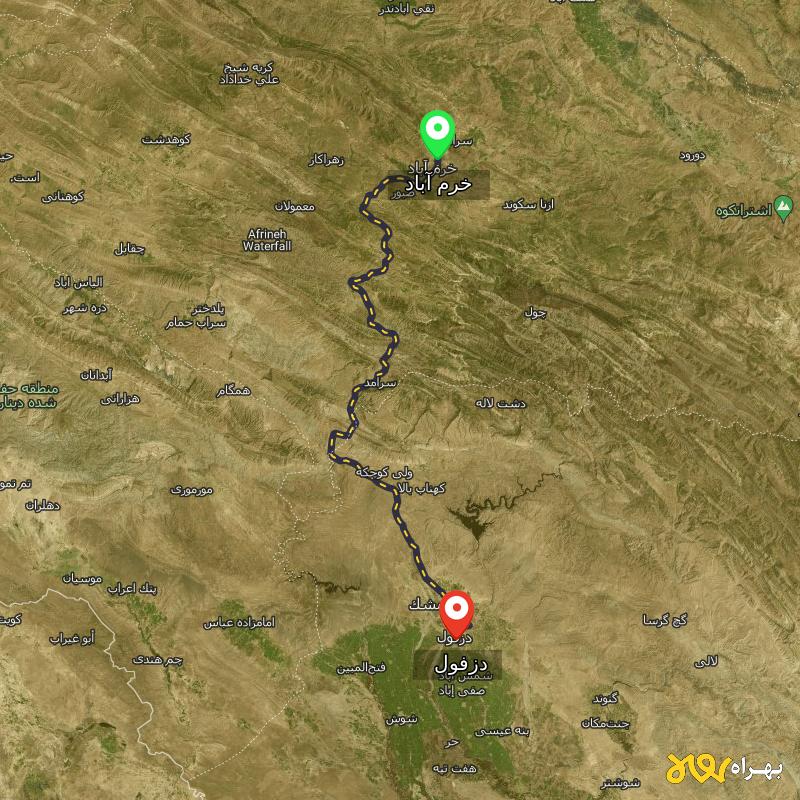 مسافت و فاصله دزفول تا خرم آباد - اردیبهشت ۱۴۰۳
