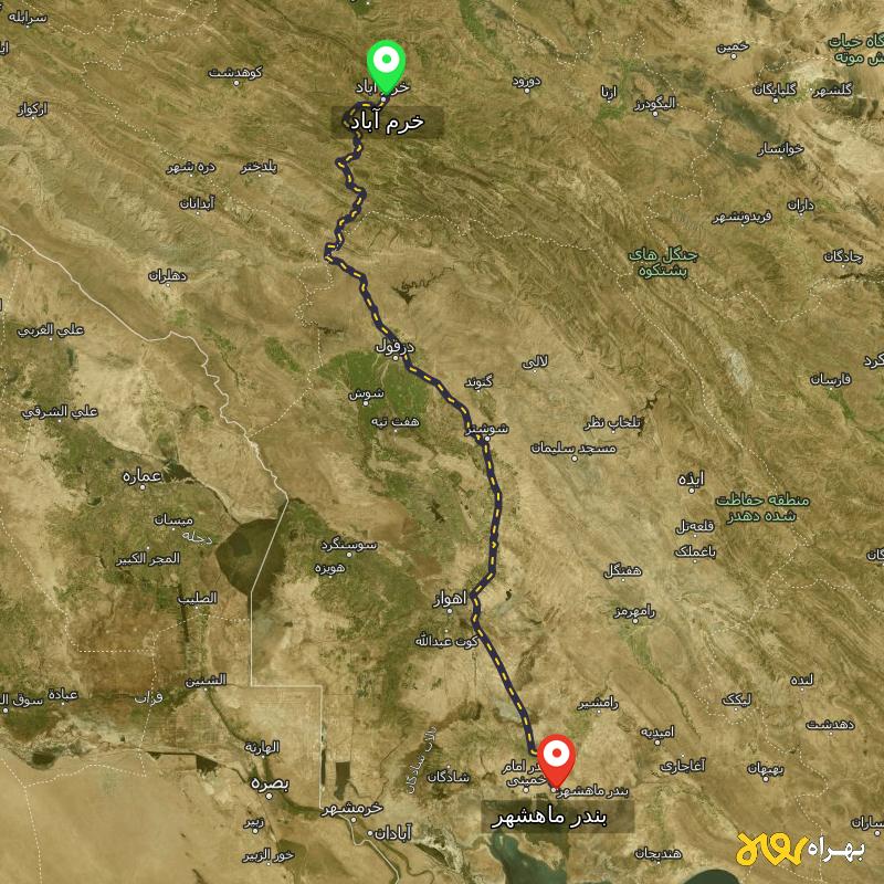 مسافت و فاصله بندر ماهشهر - خوزستان تا خرم آباد - اردیبهشت ۱۴۰۳