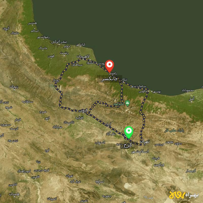 مسافت و فاصله چابکسر - گیلان تا کرج از ۳ مسیر - آذر ۱۴۰۳