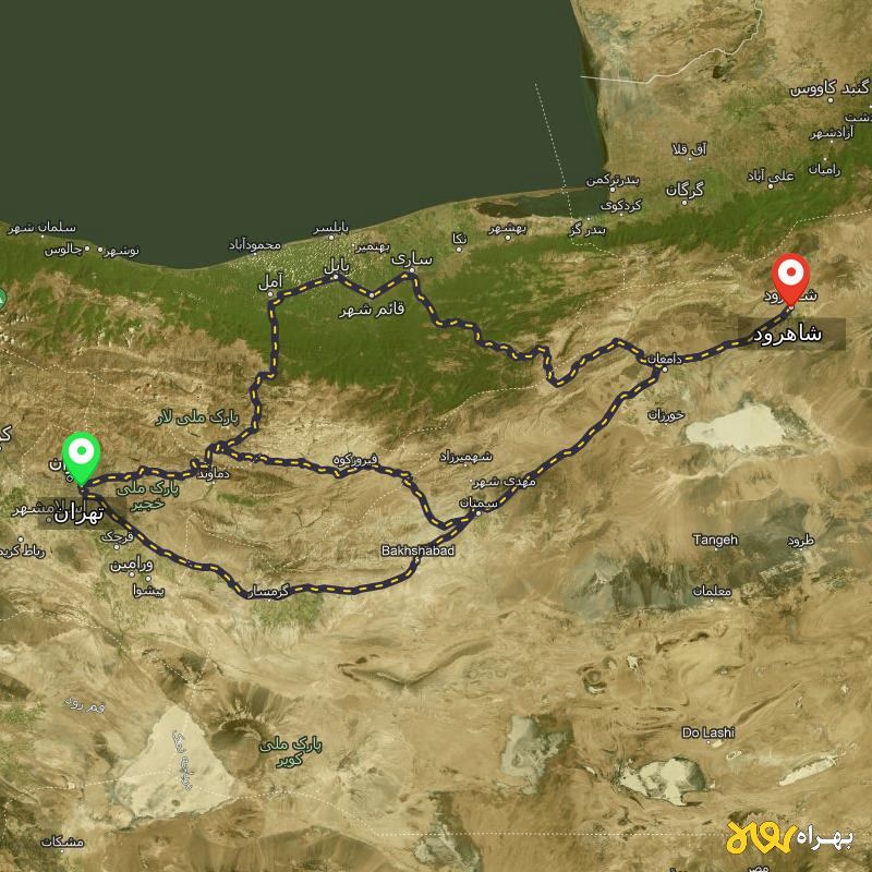 مسافت و فاصله شاهرود تا تهران از ۳ مسیر - اردیبهشت ۱۴۰۳