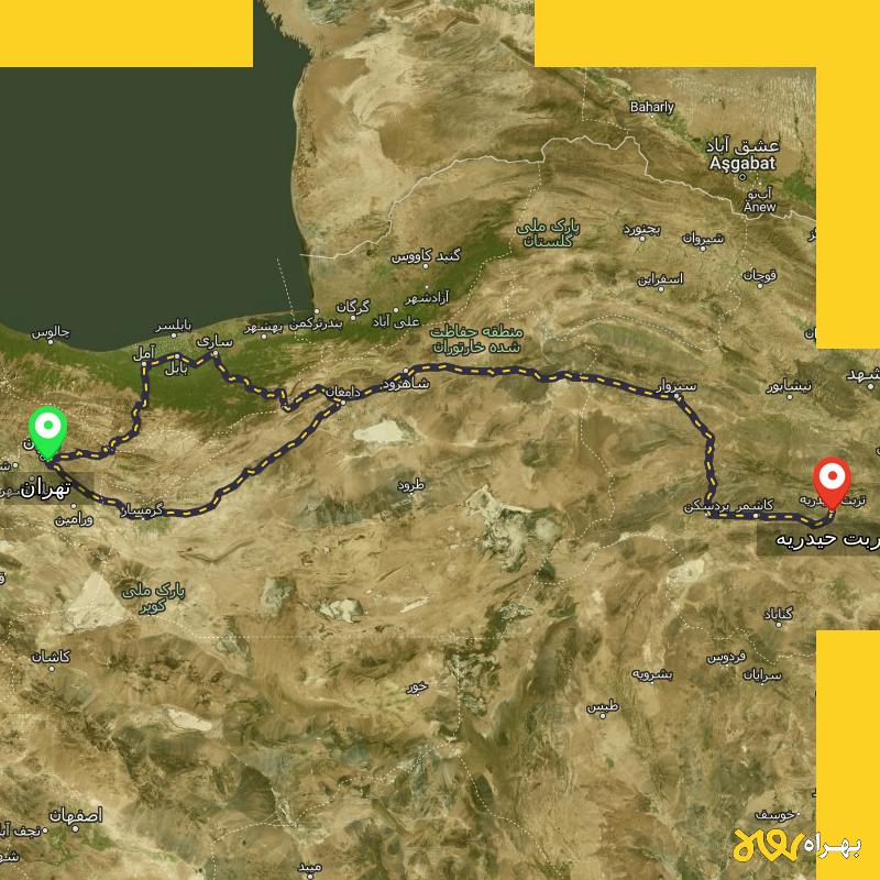 مسافت و فاصله تربت حیدریه - خراسان رضوی تا تهران از ۲ مسیر - اردیبهشت ۱۴۰۳