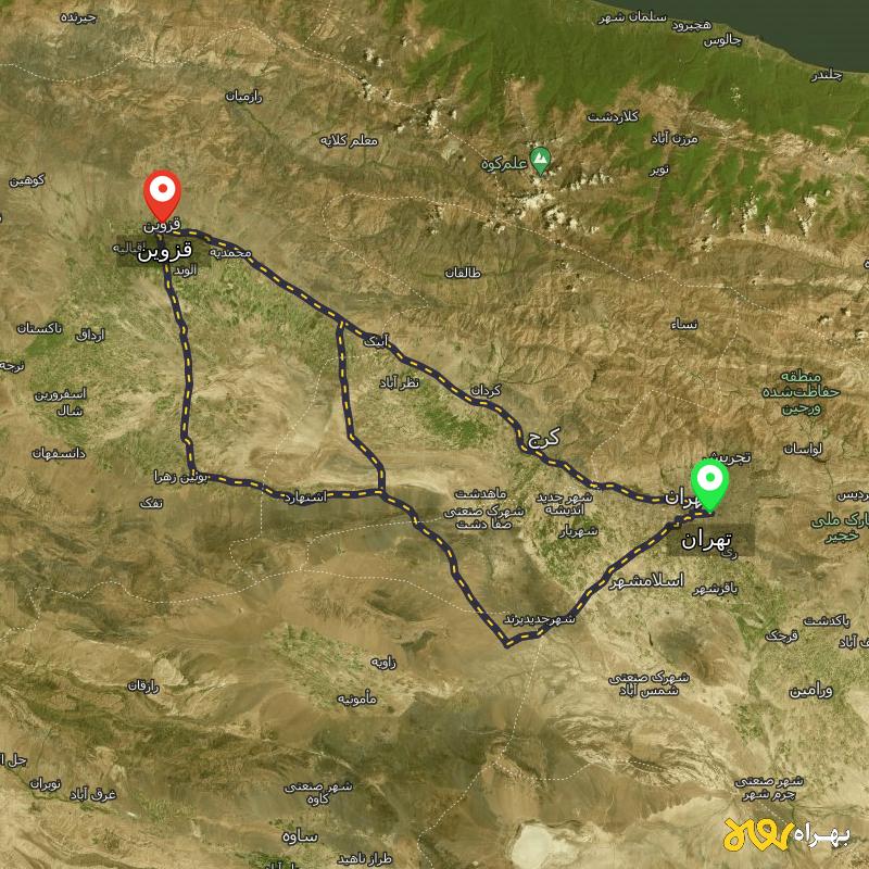 مسافت و فاصله قزوین تا تهران از ۳ مسیر - اردیبهشت ۱۴۰۳