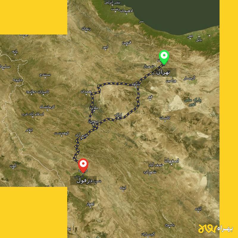 مسافت و فاصله دزفول تا تهران از ۲ مسیر - اردیبهشت ۱۴۰۳