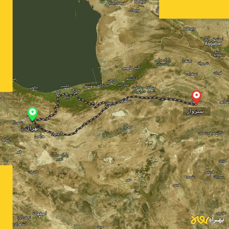 مسافت و فاصله سبزوار تا تهران از ۲ مسیر - اردیبهشت ۱۴۰۳