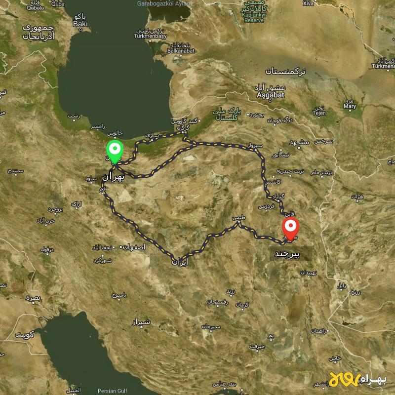 مسافت و فاصله بیرجند تا تهران از ۳ مسیر - مرداد ۱۴۰۳