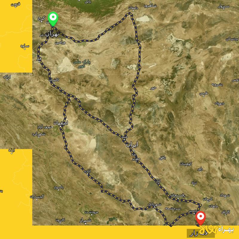 مسافت و فاصله لاله زار - کرمان تا تهران از ۳ مسیر - مرداد ۱۴۰۳