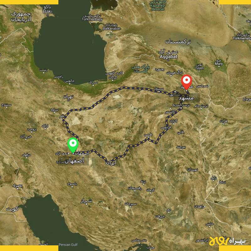 مسافت و فاصله مشهد تا اصفهان از ۲ مسیر - اردیبهشت ۱۴۰۳