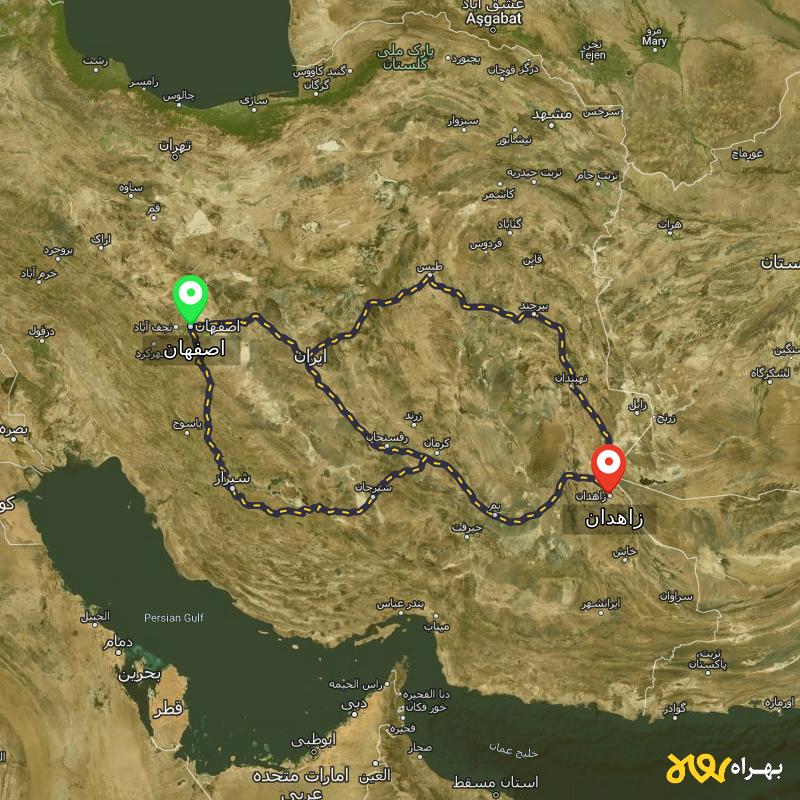 مسافت و فاصله زاهدان تا اصفهان از ۳ مسیر - اردیبهشت ۱۴۰۳