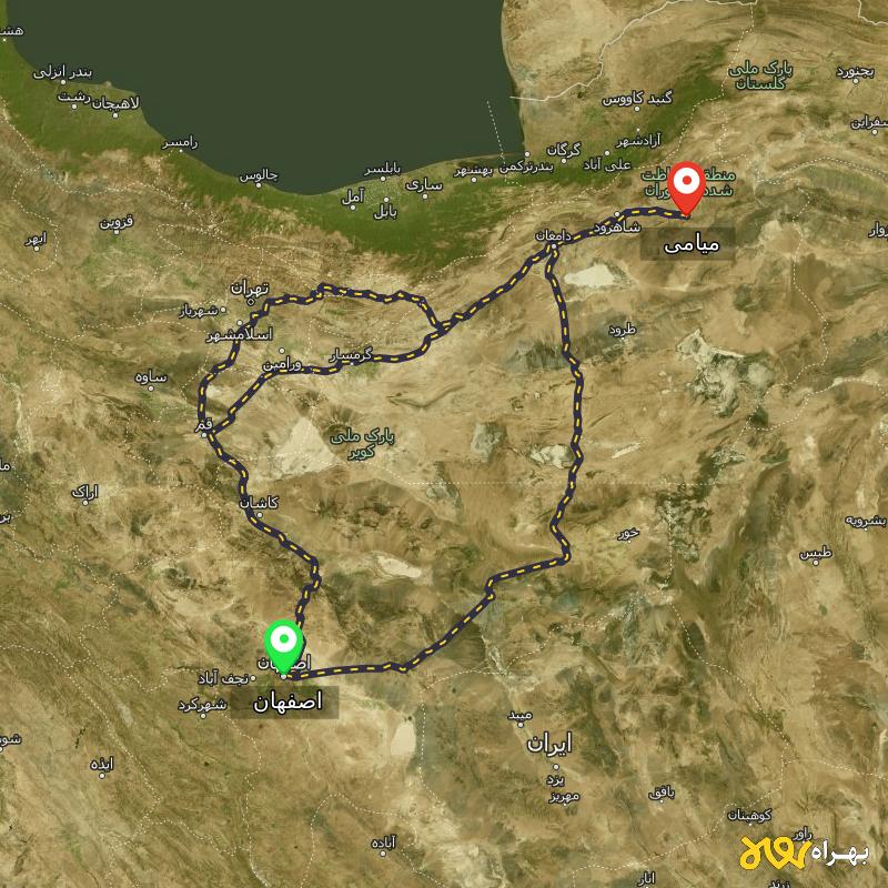 مسافت و فاصله میامی - سمنان تا اصفهان از ۳ مسیر - اردیبهشت ۱۴۰۳