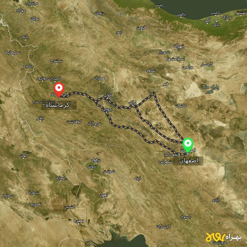 مسافت و فاصله کرمانشاه تا اصفهان از ۳ مسیر - مرداد ۱۴۰۳