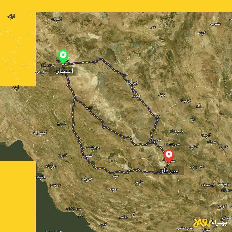 مسافت و فاصله سیرجان تا اصفهان از ۳ مسیر - آذر ۱۴۰۳