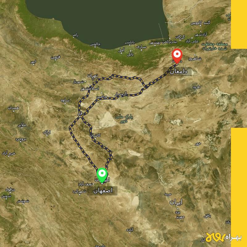 مسافت و فاصله دامغان - سمنان تا اصفهان از ۳ مسیر - اردیبهشت ۱۴۰۳