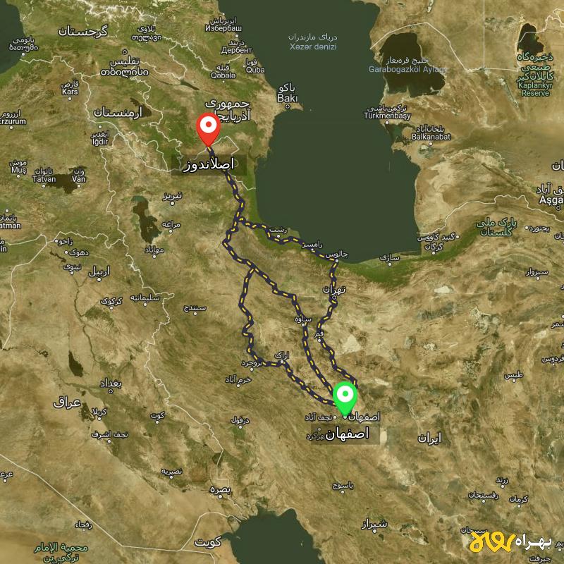 مسافت و فاصله اصلاندوز - اردبیل تا اصفهان از ۳ مسیر - دی ۱۴۰۳