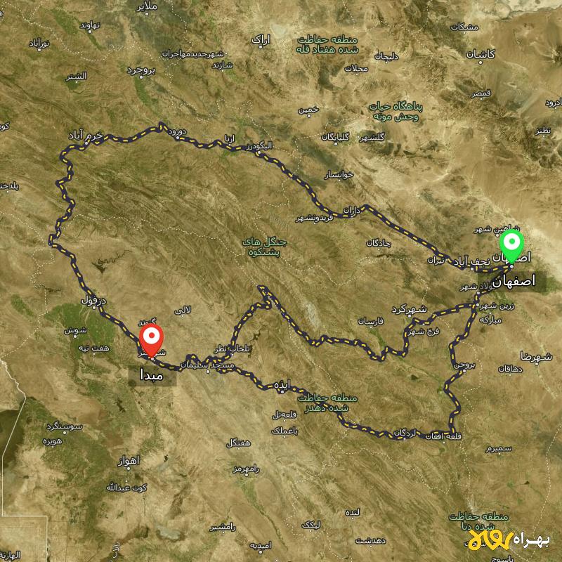 مسافت و فاصله شهر شوشتر تا اصفهان از ۳ مسیر - اردیبهشت ۱۴۰۳