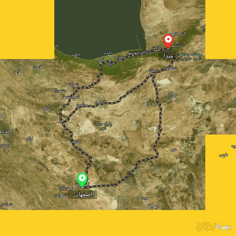 مسافت و فاصله علی آباد کتول - گلستان تا اصفهان از ۳ مسیر - اردیبهشت ۱۴۰۳