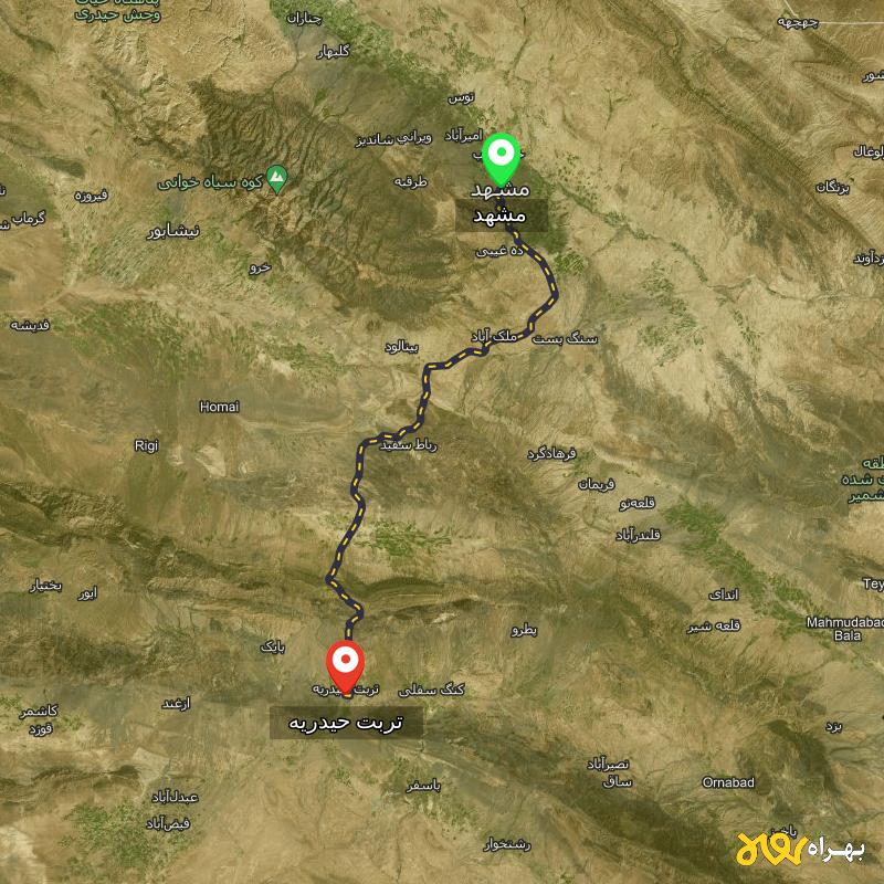 مسافت و فاصله تربت حیدریه - خراسان رضوی تا مشهد - آذر ۱۴۰۳