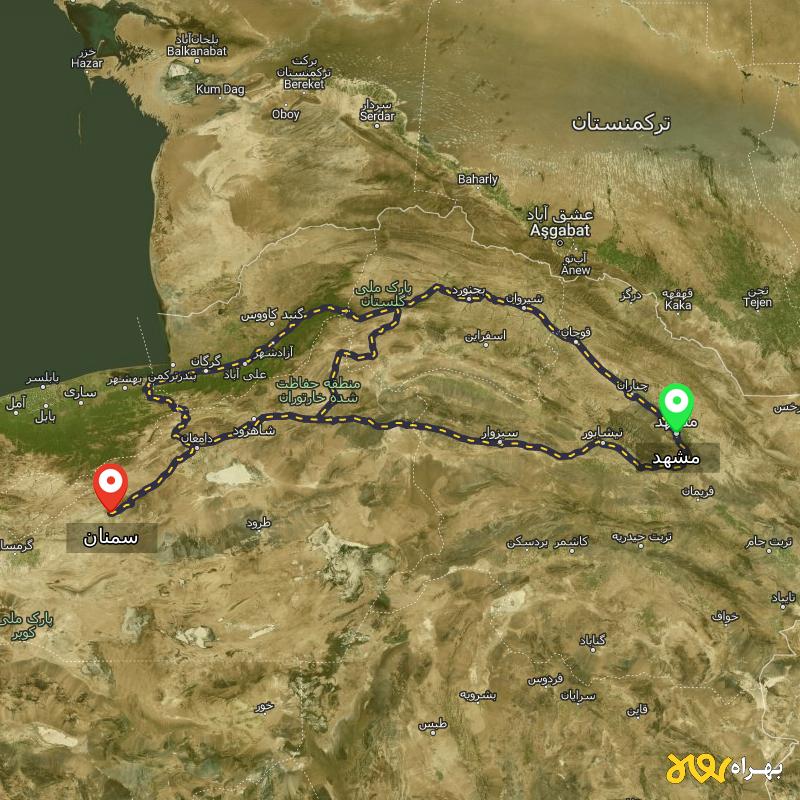 مسافت و فاصله سمنان تا مشهد از ۳ مسیر - اردیبهشت ۱۴۰۳