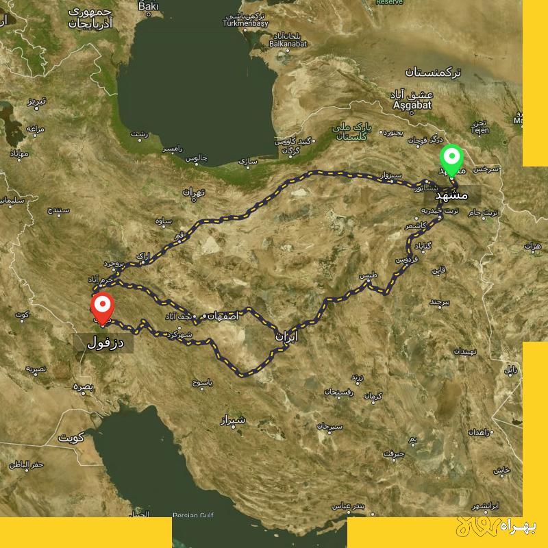 مسافت و فاصله دزفول تا مشهد از ۳ مسیر - اردیبهشت ۱۴۰۳