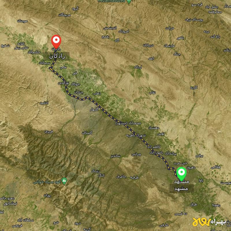 مسافت و فاصله رادکان - خراسان رضوی تا مشهد - مرداد ۱۴۰۳