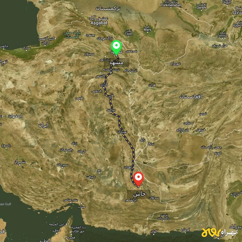 مسافت و فاصله خاش - سیستان و بلوچستان تا مشهد - اردیبهشت ۱۴۰۳