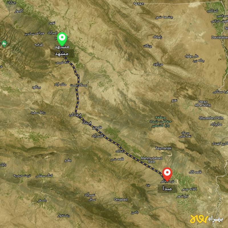 مسافت و فاصله شهر تربت جام تا مشهد - اردیبهشت ۱۴۰۳