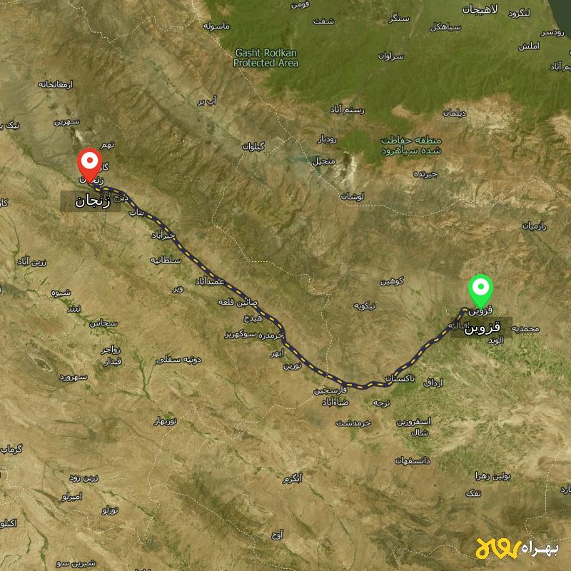 مسافت و فاصله زنجان تا قزوین - مرداد ۱۴۰۳