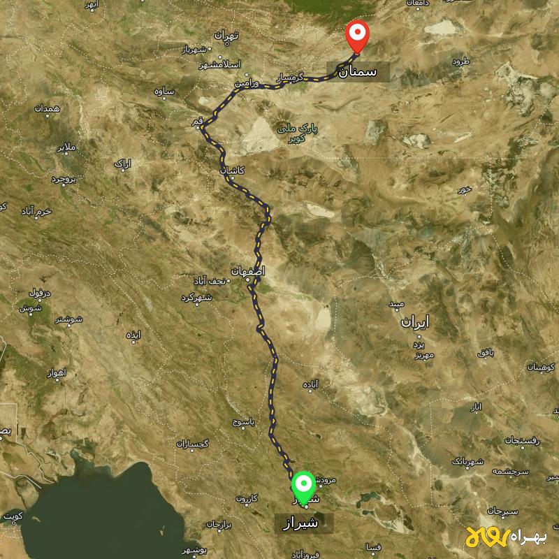 مسافت و فاصله سمنان تا شیراز - اردیبهشت ۱۴۰۳