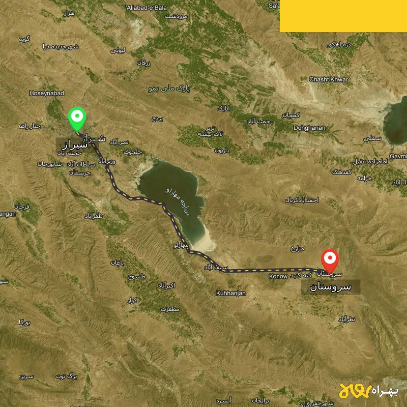 مسافت و فاصله سروستان - فارس تا شیراز - مهر ۱۴۰۳