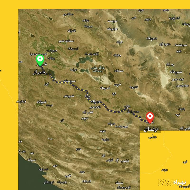 مسافت و فاصله رستاق - فارس تا شیراز - مهر ۱۴۰۳