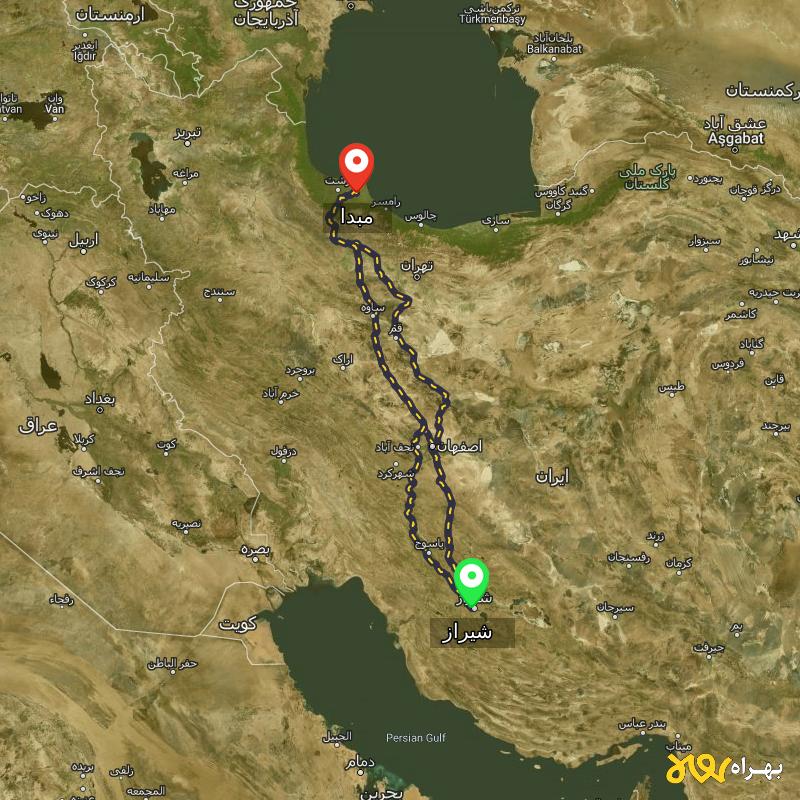 مسافت و فاصله دهستان لاهیجان تا شیراز از ۳ مسیر - اردیبهشت ۱۴۰۳