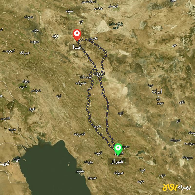 مسافت و فاصله شهر دلیجان - مرکزی تا شیراز از ۳ مسیر - اردیبهشت ۱۴۰۳