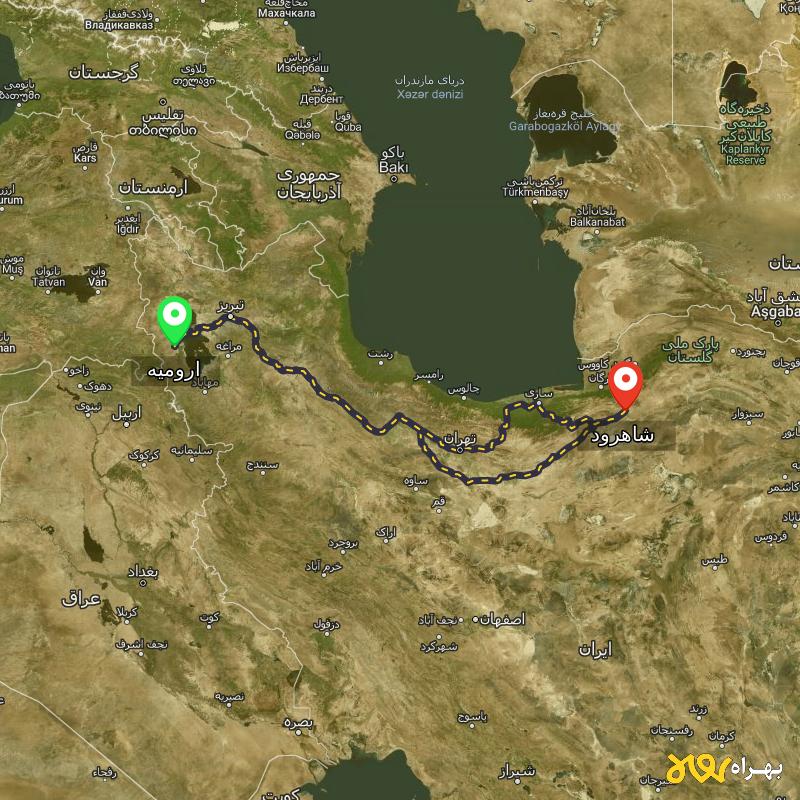 مسافت و فاصله شاهرود تا ارومیه از ۲ مسیر - اردیبهشت ۱۴۰۳