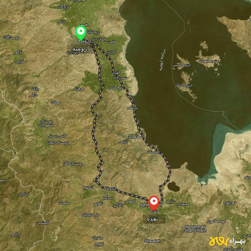 مسافت و فاصله نقده - آذربایجان غربی تا ارومیه از ۲ مسیر - اردیبهشت ۱۴۰۳