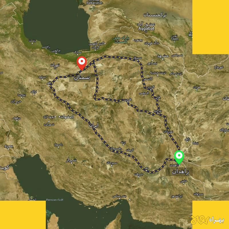 مسافت و فاصله سمنان تا زاهدان از ۳ مسیر - اردیبهشت ۱۴۰۳