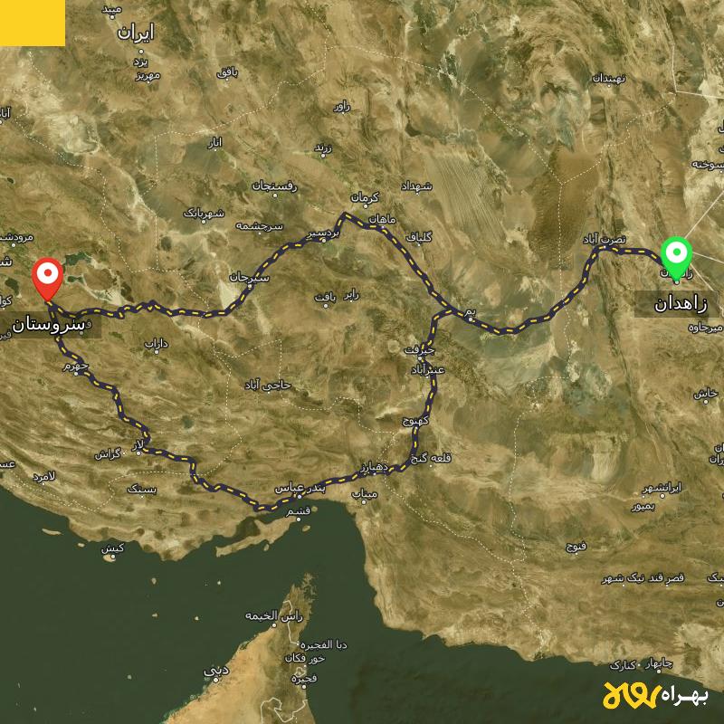 مسافت و فاصله سروستان - فارس تا زاهدان از ۲ مسیر - مرداد ۱۴۰۳