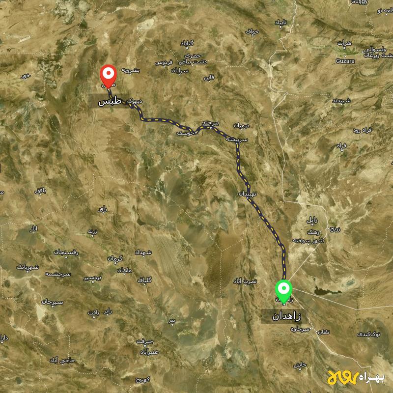 مسافت و فاصله طبس - خراسان جنوبی تا زاهدان - آذر ۱۴۰۳