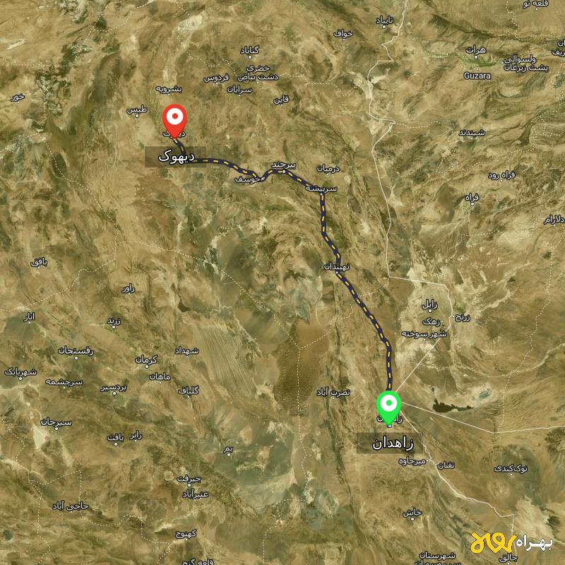 مسافت و فاصله دیهوک - خراسان جنوبی تا زاهدان - آذر ۱۴۰۳