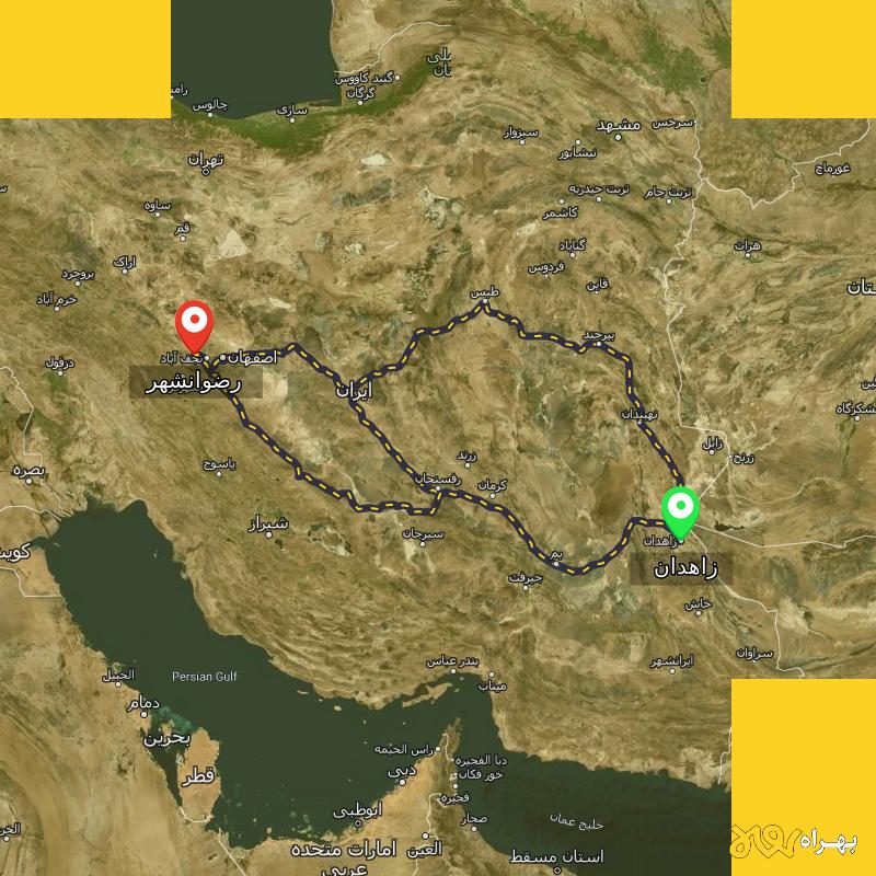 مسافت و فاصله رضوانشهر - اصفهان تا زاهدان از ۳ مسیر - آبان ۱۴۰۳