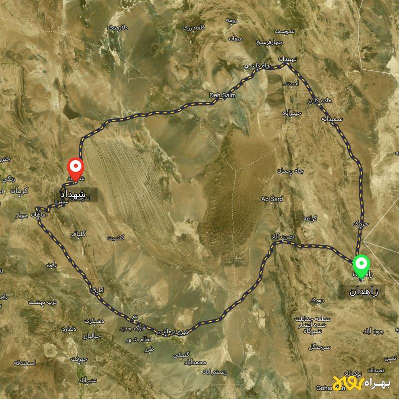 مسافت و فاصله شهداد - کرمان تا زاهدان از ۲ مسیر - دی ۱۴۰۳